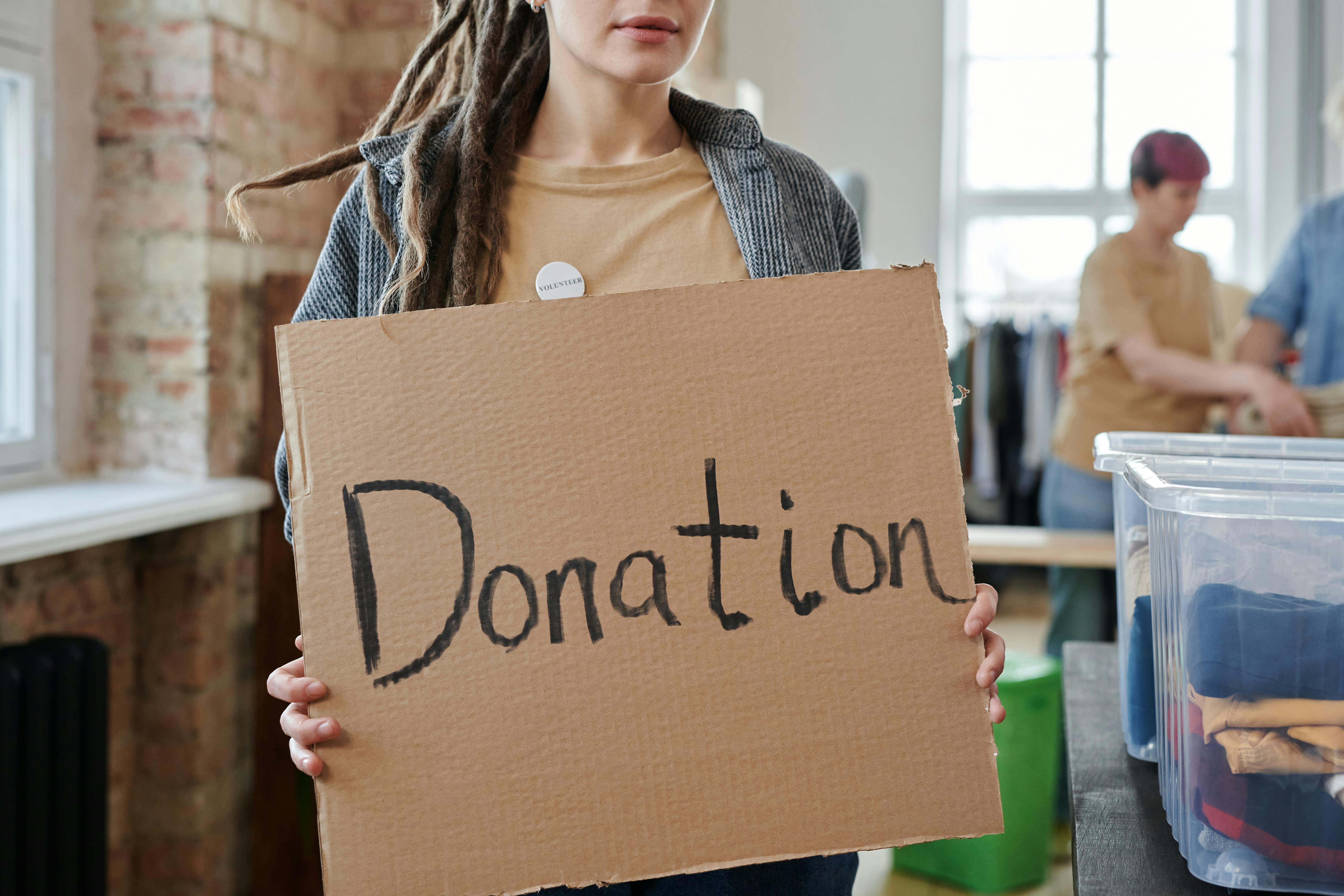Donation box being filled with goods.